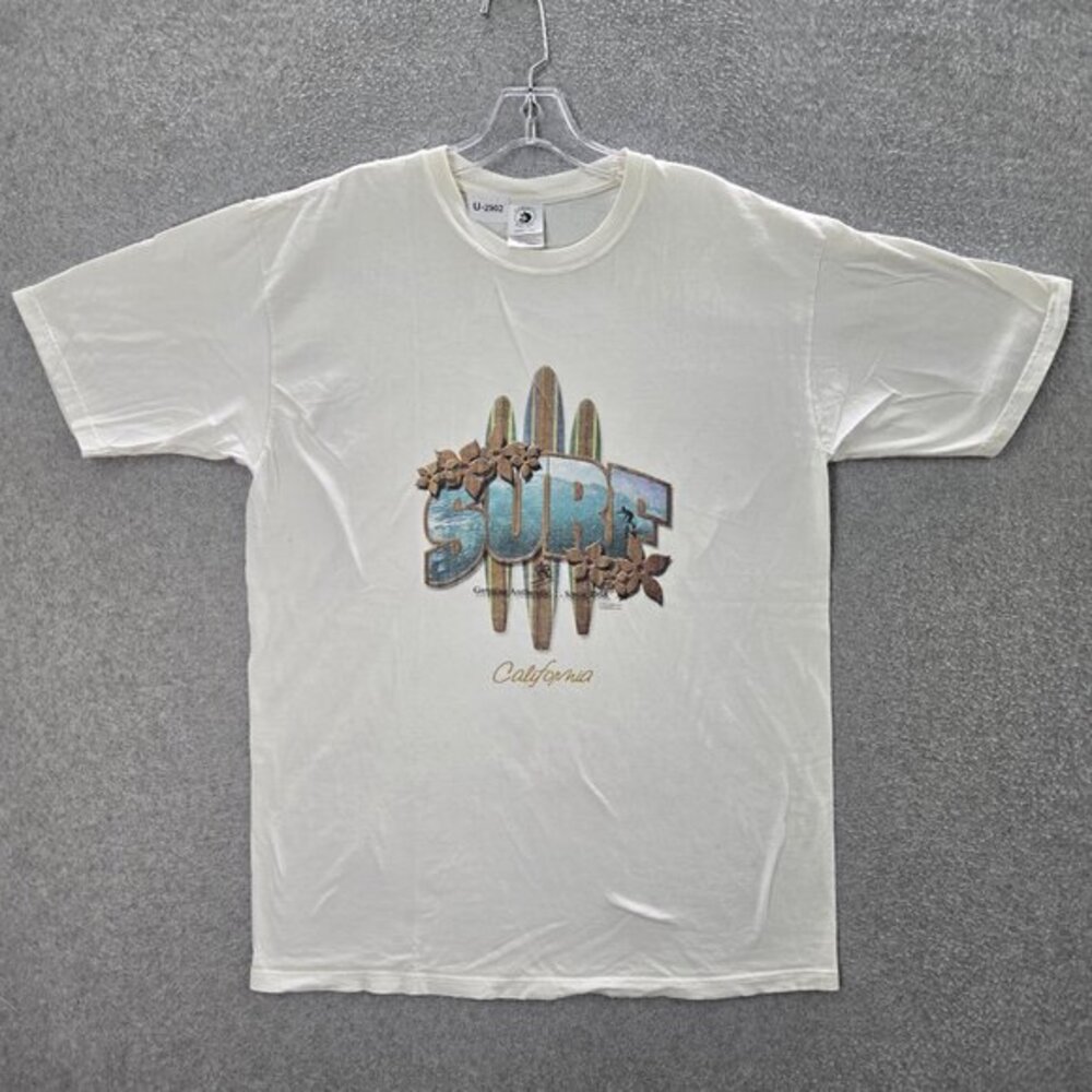 California Surf Men Shirt Large White Genuine Autheutic Surfboards Graphic READ